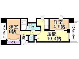 ルラシオン北9条通 2LDKの間取図画像