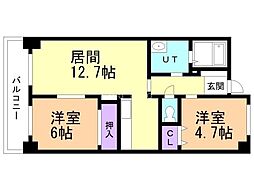 PRESCELTO百合が原 2LDKの間取図画像