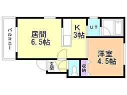 プロスペール北23条 1LDKの間取図画像