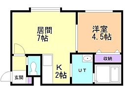 リー・スペース36 1LDKの間取図画像