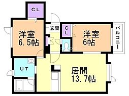 グランツ 2LDKの間取図画像