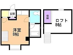 スタジオS-1 ワンルームの間取図画像