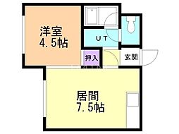 メゾンロベ36 1DKの間取図画像