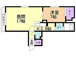 グランメールノース15 1LDKの間取図画像