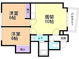 グランドールサオリ 2LDKの間取図画像