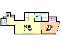 イーストサイドルームズ 1DKの間取図画像