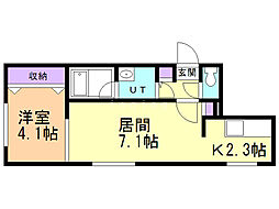 ラメリディアン 1LDKの間取図画像