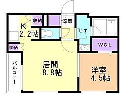 パティオ東区役所前 1LDKの間取図画像