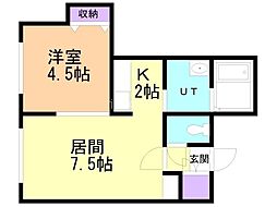 サンテラス元町 1LDKの間取図画像