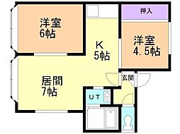 コーポ多田 2LDKの間取図画像