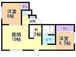 イーストコート 2LDKの間取図画像