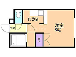 ステュディオ北12条 1Kの間取図画像