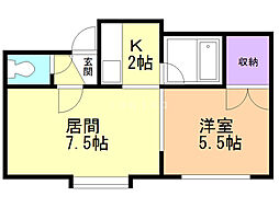 KSハイツ北11条 1LDKの間取図画像