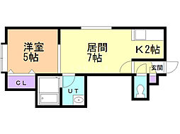 エスポワール2 1LDKの間取図画像