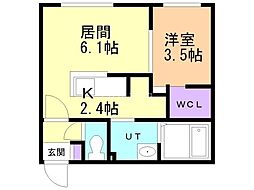 札幌市東区北三十三条東12丁目マンション 1LDKの間取図画像