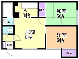 アベニューレジデンス 2LDKの間取図画像