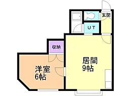 イーストホープ39 1DKの間取図画像
