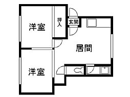 パールハイム 2DKの間取図画像