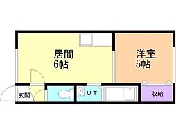 ルーベデンス伏古 1DKの間取図画像