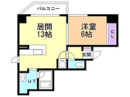 グランドオニオン栄町 1LDKの間取図画像