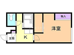 レオパレスモエレパーク 1Kの間取図画像