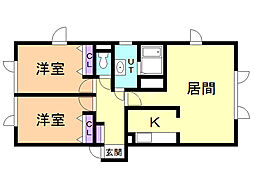 エス・ケイ元町2 2LDKの間取図画像