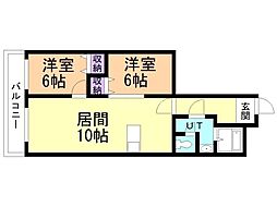 ハピネス伏古公園 2LDKの間取図画像