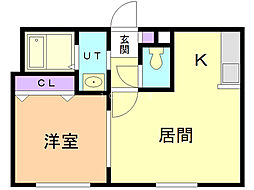 アズライトN17 1LDKの間取図画像