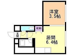 メニーズコート環状通北 1DKの間取図画像