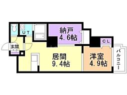 アルファスクエア北15条 1LDKの間取図画像