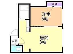 シャネル麻生六番館 1LDKの間取図画像