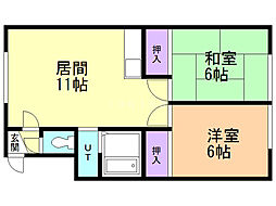 コーポサン 2LDKの間取図画像