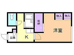 レオパレスプレミール 1Kの間取図画像