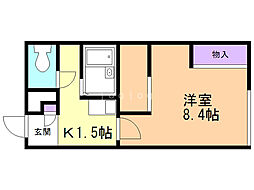 レオパレスサンライズ苗穂 1Kの間取図画像