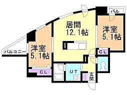 partire創成イースト 2LDKの間取図画像