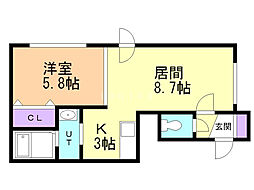 ボヌールN33 1LDKの間取図画像