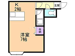 グランドール北27-B 1Kの間取図画像