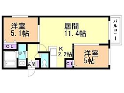 RadiceMotomachi 2LDKの間取図画像