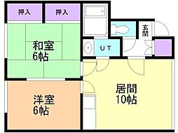 日の出ハイツ 2LDKの間取図画像