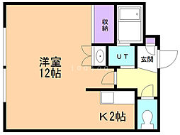 ベルヴィル壱番館 1Kの間取図画像