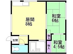 黒崎ハイツB 2LDKの間取図画像