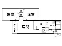 ラフィナート北18条 2LDKの間取図画像