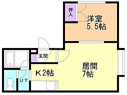 コンフォート伏古 1LDKの間取図画像
