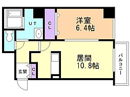 レフィナード北12条 1LDKの間取図画像