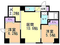 N35フジイMS 2LDKの間取図画像