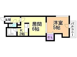 マイクレスト元町 1LDKの間取図画像