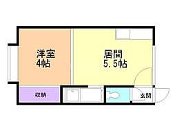 ラ・モンターニュ 1DKの間取図画像