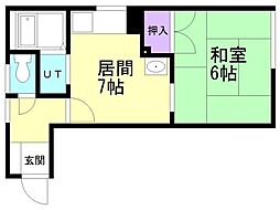 はるみマンション 2階1DKの間取り
