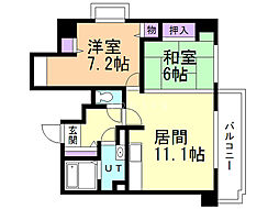 旭山シャトー桂和 2LDKの間取図画像