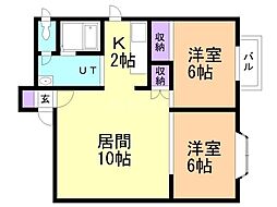 グレースハイツ 2LDKの間取図画像
